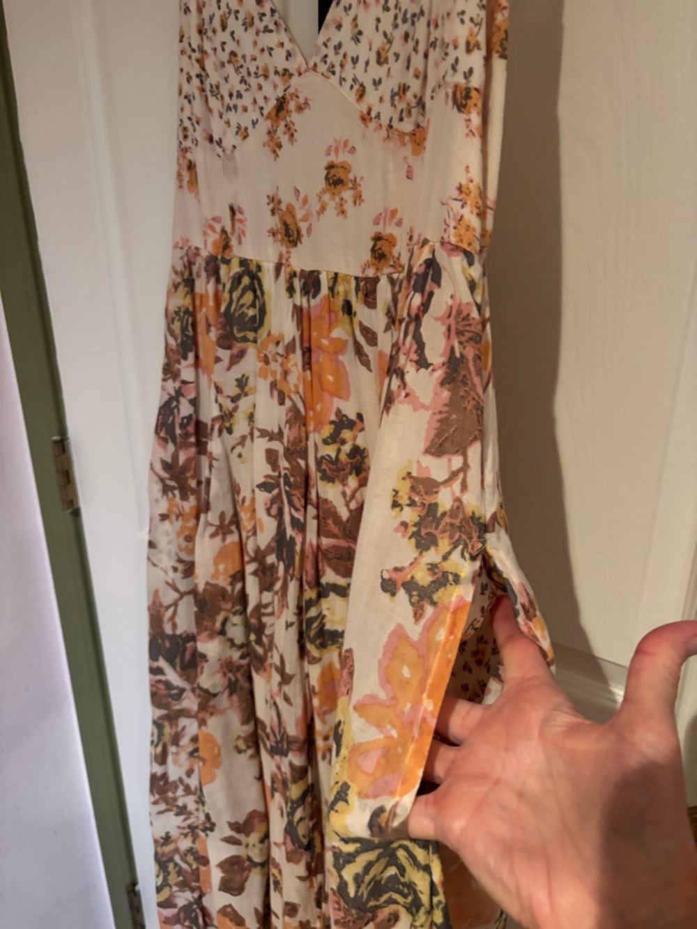 Free People Cream Maxi Dress with Orange, Brown and Yellow Floral Print - Picture 4 of 16